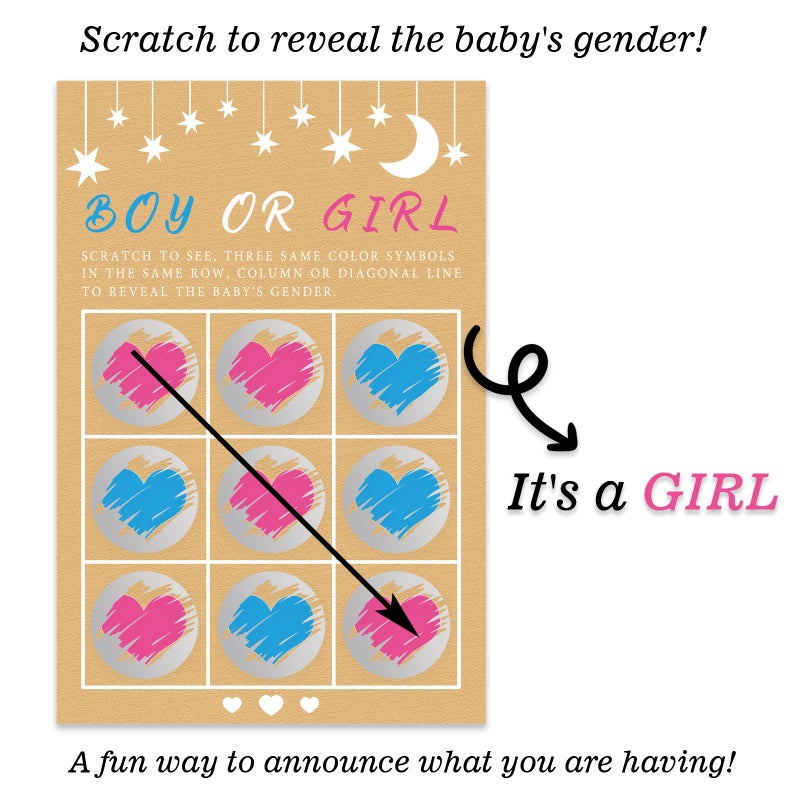 Senfaro Its a Girl Tic Tac Toe Board Gender Reveal Scratch Off Scratcher Lottery Tickets Cards Double Sided Gender Announcement Cards Family Friends Baby Shower Game 25 Pack - Image 5